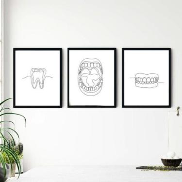 Imagem de Quadro Decorativo Dentista Minimalista Detalhes Kit 3 peças Grande ou 