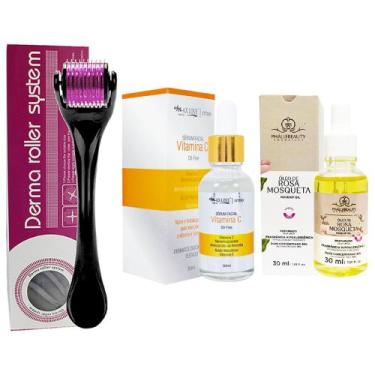 Imagem de Kit Microagulhamento: Dermaroller + Sérum Hidratante Vitamina C + Óleo