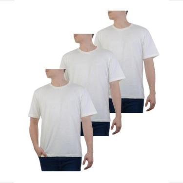 Imagem de Kit 3 Camisetas 100% Algodão Lisa Masculina - Bearhugs, Off white, GG