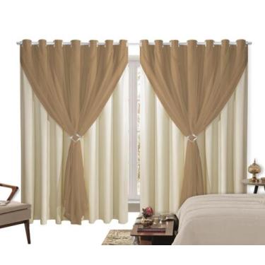Imagem de Cortina Blackout PVC 4,00m X 2,80m Com Voil Avelã - Ibitinga Decora