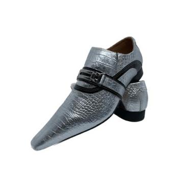 Imagem de Sapato Masculino Italiano Em Couro Croko Prateado Ref: D724 - ART SAPA