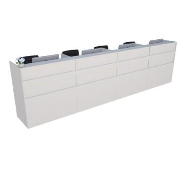 Imagem de Balcão Recepção Caixa 395cm Branco - Linha Premium - Mod 1.3 - Marcena