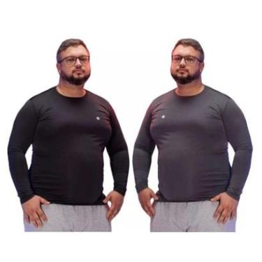 Imagem de Kit 2 Camisas Térmica Masculina Plus Size Uv50+ Segunda Pele Proteção Solar-Masculino