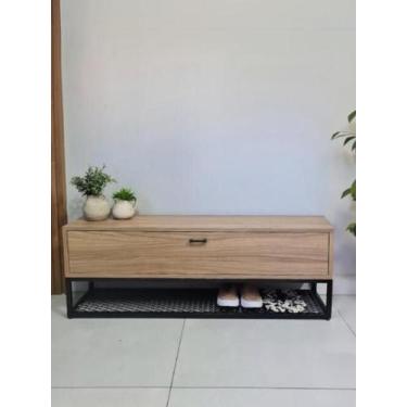 Imagem de Banco Sapateira Scarpa com Porta 80 cm - Casa Quentinha, MDF Louro fre