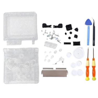 Imagem de Hzxkqmil Replacement Full Shell Housing Case for Game Boy Advance SP GBA SP Console, High Quality Transparent Cover with Buttons Screws Kit + Screwdrivers Repair Tools (Clear Sparkle)