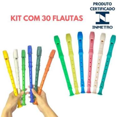 Imagem de Kit 30 Flauta de Brinquedo Para Crianças Cores Sortidas Musica Prenda 