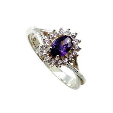 Imagem de Anel Formatura Feminino Trançado Oval - Maça de Prata Joias, Roxo, 24