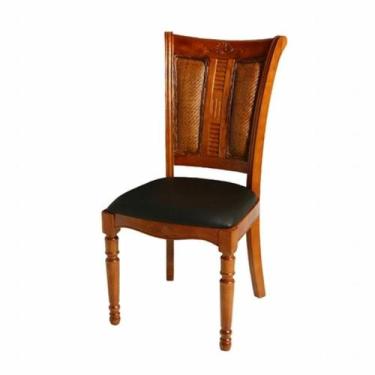 Imagem de Cadeira Le Mans Madeira Maciça Assento Couro Encosto Rattan - LUXdécor