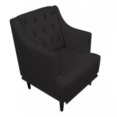 Imagem de Poltrona Decorativa Clássica Capitonê Napa Preto - SA Móveis - Estopar