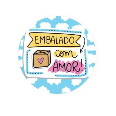 Imagem de 50 Etiquetas Adesivas  Embalado com Amor  Adesivos Recebidos  4Cm - 4F