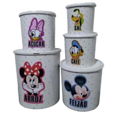 Imagem de jogo para mantimentos 5 pecas plastico  vasilhas - RDR, Branco turma