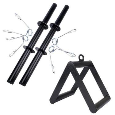 Imagem de Kit Musculação Puxador Triângulo + 2 Barra 40 Oca Presilhas - Zuí Bras