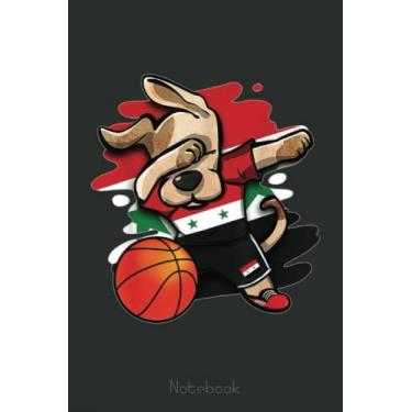 Imagem de Funny Dabbing Dog Syria Basketball Fans Syrian Flag Notebook: A blank lined basketball notebook 6x9 in 110 Pages that makes a fun basketball gift for ... women's basketball, team basketball gifts