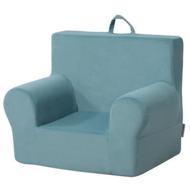 Imagem de Getifun Sofá infantil de veludo confortável, poltrona dobrável macia para meninos e meninas (azul)