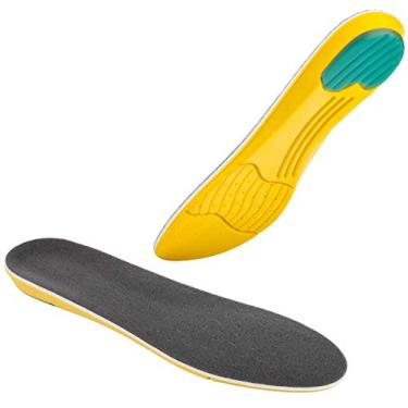 Imagem de Palmilha ortopédica para fascite plantar, espuma viscoelástica confortável, aumento de altura de 1/2 polegada (amarela), excelente absorção de choque e amortecimento, melhores palmilhas para homens e