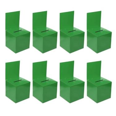Imagem de PATIKIL Caixa de sugestões de papelão, 8 peças de urna de 15 x 15 x 15 cm com caixa de cabeçalho removível para sugestão, coleção, dica, doação, votação, verde