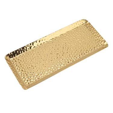 Imagem de Bandeja de Servir, Tigela de Chave para Corredores Bandeja Decorativa de Aço Inoxidável para Frutas, para café, Cozinha e Mesa (Ouro)