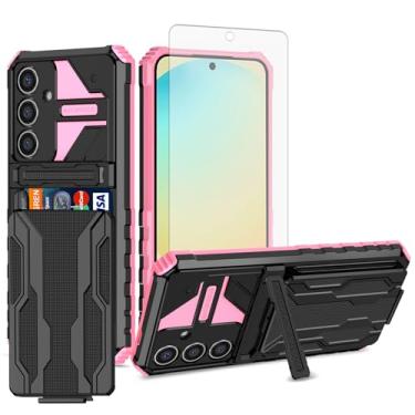 Imagem de Asuwish Capa de telefone para Samsung Galaxy S24 FE 5G com protetor de tela de vidro temperado e suporte fino para cartão de crédito com suporte híbrido para celular acessórios S 24 EF S24FE 24S