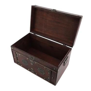 Imagem de Caixa de Armazenamento de Madeira, Recipiente retrô de baú de Tesouro de Madeira Vintage Com Tampa para Decoração de Casa de Joias, Organizador de Armazenamento de Caixa de Arte