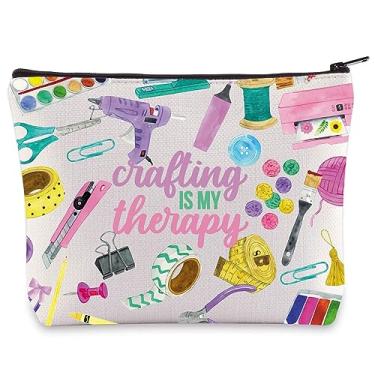 Imagem de WZMPA Crafting Survival Kit Crafter Gifts Crafting Is My Therap Scrapbooking Maquiagem Zíper Bolsa Bolsa Artesanato Mercadoria, terapia de artesanato, Bolsa cosmética