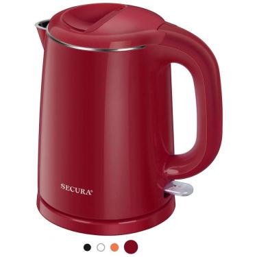 Imagem de Chaleira Elétrica 1L em Aço Inoxidável com Desligamento Automático e Proteção Contra Fervura, 110v, SECURA SWK 1001DR, Vermelho