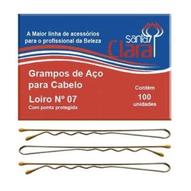 Imagem de Grampo Santa Clara Aço Loiro N7 com 100 Unidades