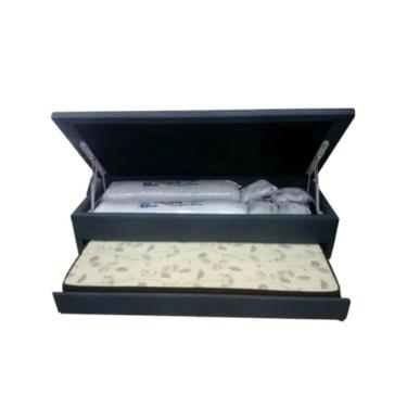 Imagem de Cama Box Baú Solteiro com Auxiliar para Colchão 88x188x46cm