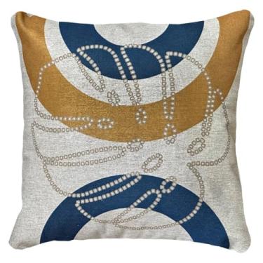 Imagem de Capa Almofada Linho Bananeira Costela Cru Amarelo Azul 45x45 (Costela de Adão Cinza)