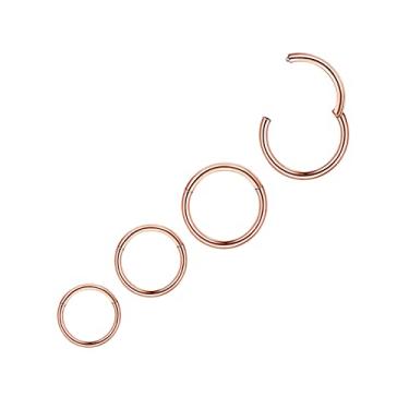 Imagem de KREZIP Anel de nariz dourado 16G 18G 20G 316L Anel de nariz articulado de aço inoxidável anéis de septo cartilagem daith tragus hélice brincos de argola hipoalergênico piercing corporal joia para mulheres homens meninas, 20G 6-7-8-9mm, Aço inoxidável, Sem pedras preciosas