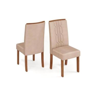 Imagem de Cadeira De Cozinha Zoe Kit 2 Un Freijó Suede Creme
