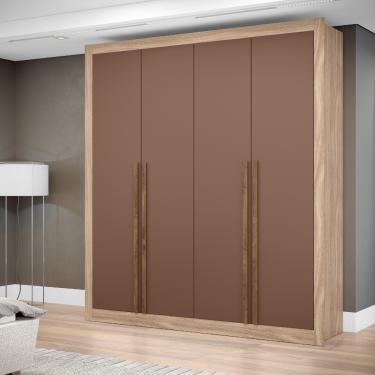 Imagem de Guarda Roupa Solteiro 4 Portas Cannes Maxel Móveis - Capuccino/Terracota