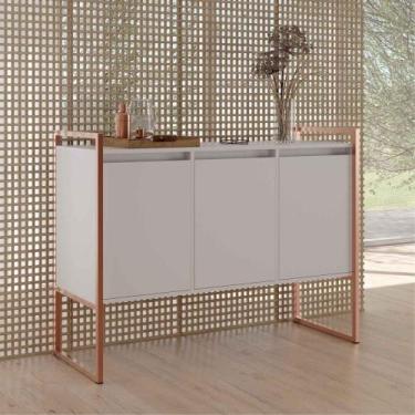 Imagem de Aparador Balcão Industrial - CasaH, Branco/Cobre