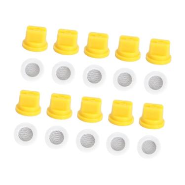 Imagem de Baoblaze Bocais de ponta de pulverização de ventilador de 10x bocais de pulverizador agrícola substitui 110 ° por 10 anéis de filtragem para o verão de, Amarelo