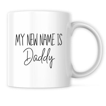 Imagem de Caneca My New Name Is Daddy - Caneca de presente de Dia dos Pais Nova Ideia de Presente Fácil para o Pai - Caneca de café de 325 ml Presente para Férias Aniversário Natal - Caneca de sublimação de
