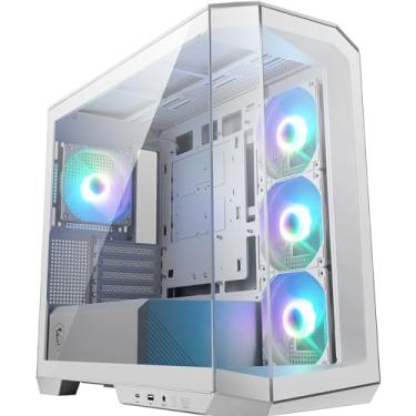 Imagem de Gabinete Gamer MSI MAG Pano M100R PZ - Mid Tower, 4x Fan ARGB, USB 3.2+3.2TipoC, Aquário, Vidro Panorâmico - Branco