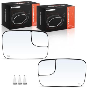 Imagem de A-Premium Vidro espelhado aquecido do lado do motorista e do passageiro de 2 peças com placa de suporte compatível com Dodge Ram 1500, Ram 2500, Ram 3500, 2005 2006 2007 2008 - Espelho retrovisor