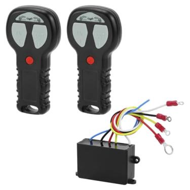 Imagem de QWORK Kit de controle remoto de guincho sem fio - DC12V - Interruptor de monofone de 100 V para carro, ATV, SUV - para guincho de até 9.071.8 kg