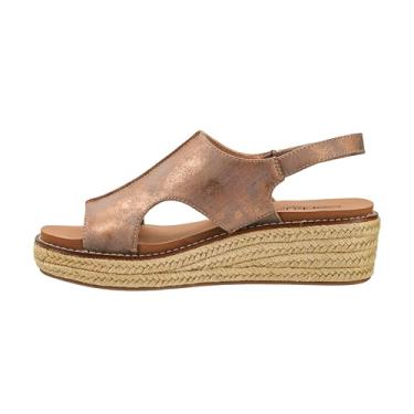 Imagem de Corkys Footwear Sandálias femininas Ready Or Not Wedge com salto de 5 cm – Palmilhas de EVA que melhoram o conforto, fecho de velcro e design elegante de juta na parte inferior, Bronze metálico, 40