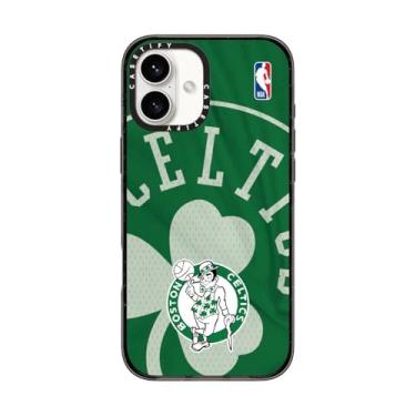 Imagem de CASETiFY Capa Impact para iPhone 16 Plus [NBA Co-Lab / Proteção contra quedas de 2,5 metros/Compatível com Magsafe] - Jersey Boston Celtics Vintage - Preto Transparente