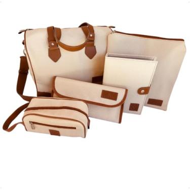 Imagem de Super Kit Organizador Médico em Vinil Versalhes Marfim Corina Fabri com Alça Transversal 5 peças