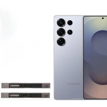 Imagem de Rede de metal à prova de poeira para Samsung Galaxy S25 Ultra Speaker Hole AntiDust Mesh Charge Port Dust Plug Capa adesiva protetora - 4 peças/preto