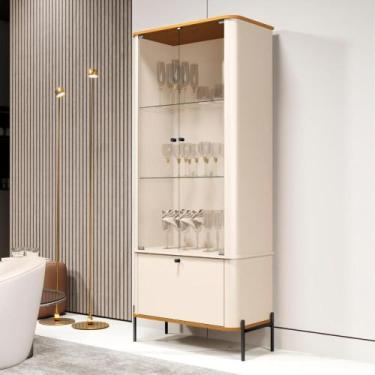 Imagem de Cristaleira 2 Portas Baton Rouge Off White Nature Preto - CasaH