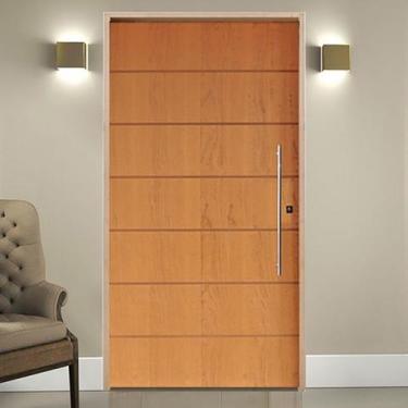 Imagem de Kit Porta de Madeira Pivotante 210x110cm Batente 14cm Fechadura 803 Ro
