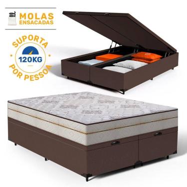 Imagem de Cama Box Baú com Colchão de Molas Ensacadas Luxury Queen 158cm