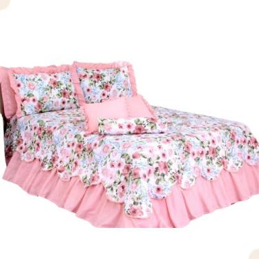 Imagem de Kit 6 Peças Cobre Leito Colcha Queen Babados Hotel Pousada - Deccorall