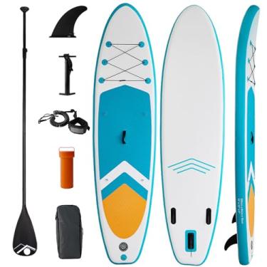 Imagem de Prancha de Stand Up Paddle Inflável, Design Tri-Fin, Prancha de Stand Up Paddle Ultraleve,Deck Confortável Antiderrapante, Com Remo, Barbatanas, Bomba,Tira de Tornozelo, Mochila,Adultos, Adolescentes