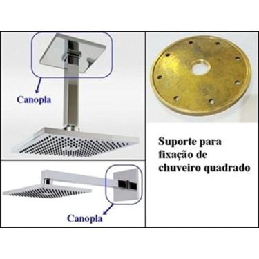 Imagem de Canopla e Suporte para Fixação de Chuveiro Quadrado Deca 1992 - 4124283 + 4124288