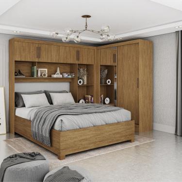 Imagem de Quarto Modulado Casal com Espelho e Cama 6 Portas Belém Plus Carioca Móveis