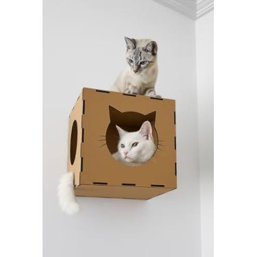 Imagem de Mondo Box Nicho Toca de Parede para Gato em MDF com Carpete Arranhador Casinha Cama Suspensa Confortável e Divertida para Gatos
