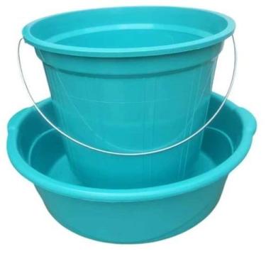 Imagem de Kit balde e bacia verde plastico resistente - GUIMARAES